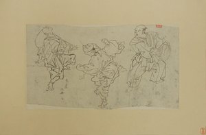 Drei Kyogen-Tänzer von Kawanabe Kyosai