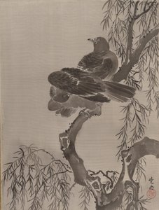 Zwei Vögel auf einem Ast, ca. 1887 von Kawanabe Kyosai