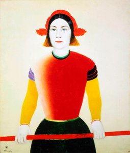 Ein Mädchen mit einer roten Stange, 1932-1933 von Kazimir Severinovich Malevich