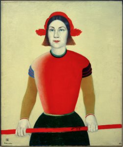 Mädchen mit rotem Stab von Kazimir Severinovich Malevich