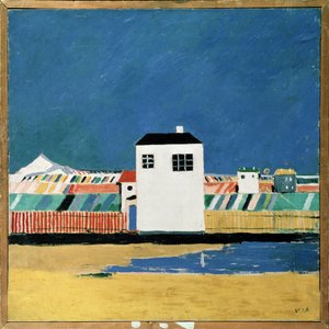 Landschaft mit einem weißen Haus
