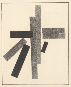 Drei schwarze und fünf graue Elemente aus "Suprematismus: 34 Zeichnungen" von Kazimir Severinovich Malevich