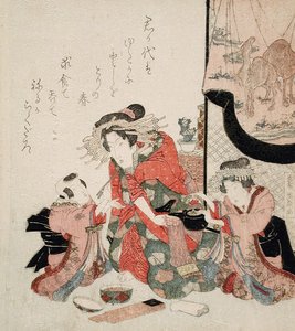 Eine Kurtisane darf sich entspannen und essen von Keisai Eisen