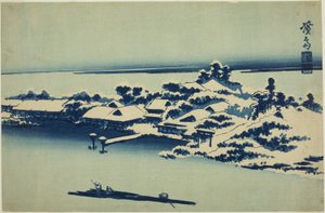Schnee auf dem Sumida-Fluss