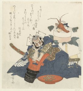 Krieger Asashina Saburô eingeschlafen über einem Sake-Fass