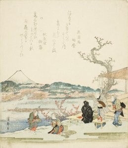 Blick auf den Berg Fuji von einem Teehaus von Keisai Eisen