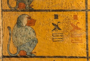 Pavian, Wandmalerei im Grab von König Tutanchamun; KV52, Tal der Könige, Theben, 2003 (Foto) von Kenneth Garrett