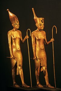 Vergoldete Holzfiguren des Pharao König Tut, Tutanchamun von Kenneth Garrett