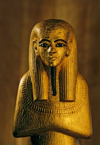 Statue von Duamutef; Gold; Holz, KV 62. Duamutef war in der altägyptischen Religion... von Kenneth Garrett