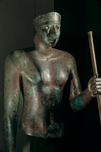 Statue von Pepi I, Kupfer mit eingelegten Augen aus Kalkstein und Obsidian, aus dem Tempel von H von Kenneth Garrett