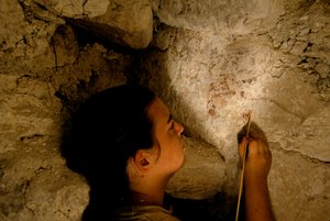 Teotihuacan-Krieger, Wandgemälde, Sufricaya, Holmul, Guatemala, Maya, Francisco Estradabelli, 2008 (Foto)