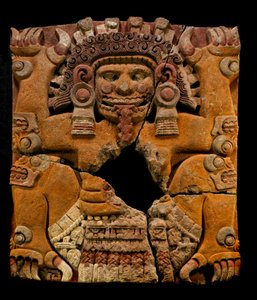 mm7677, Größte Azteken, Tlaltechutli-Stein ins Museum verlegt, Templo Mayor, Mexiko-Stadt, Mexiko...