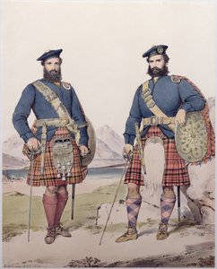 Zwei Männer in Highland-Kleidung, graviert von Vincent Brooks, 1868 von Kenneth Macleay