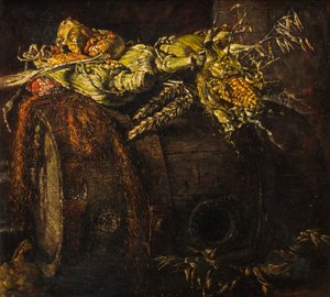 Alter Fass und Maiskolben von Kenneth Newton