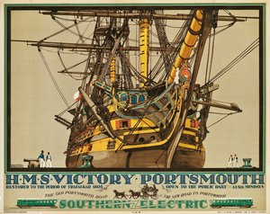 H.M.S. Victory, Portsmouth, Plakat für Southern Electric Railways (Farblithografie) von Kenneth Shoesmith