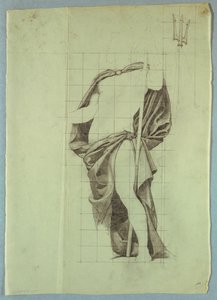 Draperiestudie des Atlantiks für "Die Hochzeit des Atlantiks und des Pazifiks," Wandgemälde im Senatssaal im Wisconsin State Capitol, Madison, WI von Kenyon Cox