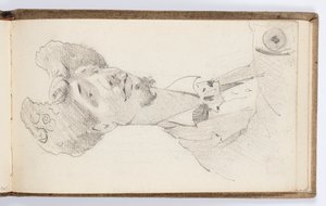 Skizzenbuchseite: Karikatur von Carolus-Duran von Kenyon Cox