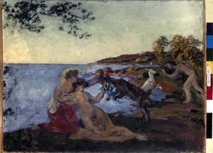 Mythologisches Motiv. Gemälde von Ker Xavier Roussel (1867-1944), um 1903. Öl auf Karton. Nabis. Maße: 47x62cm. Eremitage-Museum, Sankt Petersburg von Ker Xavier Roussel
