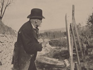 Paul Cézanne malt in Les Lauves, 1906 von Ker Xavier Roussel