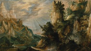 Eine bergige Landschaft mit einem Wasserfall, ca. 1600 von Kerstiaen de Keuninck