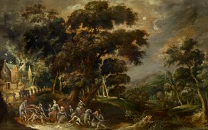 Landschaft mit der Versuchung des heiligen Antonius des Großen von Ägypten von Kerstiaen de Keuninck
