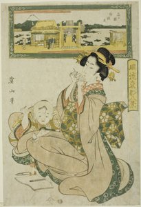 Benzaiten-Schrein in Shinobugaoka, aus den "Modischen Acht Ansichten der östlichen Hauptstadt"
