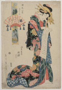 Die Kurtisane Aizome von der Ebiya (aus der Serie Acht Ansichten der Geschichte von Genji) von Kikukawa Eizan