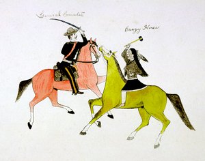 Konflikt zwischen General George Custer 1839-1876 und Crazy Horse, Sioux Dakota Indianer von Kills Two