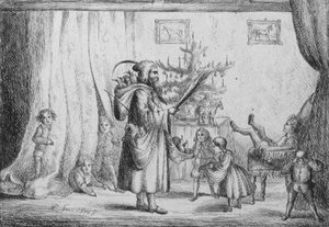 Weihnachtsmann bringt Geschenke zu den Kindern des Königs von King of Portugal Fernando II