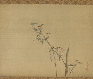 Bambusstämme mit Zweigen und Laub, Edo-Periode, 19. Jahrhundert