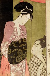 Ein Mann malt eine Frau von Kitagawa Utamaro