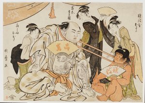 Ein Spiel des Halsziehens von Kitagawa Utamaro