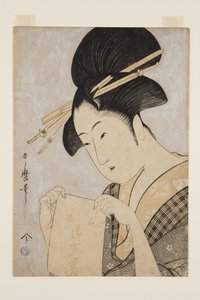 Schönheit mit einem Handtuch von Kitagawa Utamaro