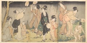 Glühwürmchen fangen (Hotaru gari) von Kitagawa Utamaro