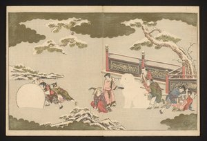 Chinesische Jungen spielen im Schnee von Kitagawa Utamaro