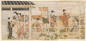 Wäsche trocknen (Monohoshi) von Kitagawa Utamaro