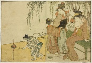Feuerwerk genießen, aus dem illustrierten Buch "Bilderbuch: Blumen der vier Jahreszeiten," Band 1 von Kitagawa Utamaro