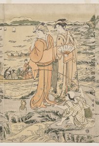 Angeln auf dem Hackbrettfelsen bei Enoshima von Kitagawa Utamaro
