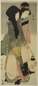 Geisha (Geigi), aus der Serie "Drei Vergnügungen zeitgenössischer Schönheiten" ("Tosei bijin san’yu")