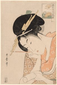 Hanaogi vom Ogiya, aus der Serie "Berühmte Schönheiten, verglichen mit den sechs unsterblichen Dichtern"