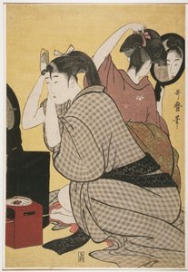 Kami-yui, das Haar frisieren von Kitagawa Utamaro