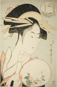 Kisegawa von der Matsubaya, aus der Serie "Vergleich der Reize von fünf Schönheiten"