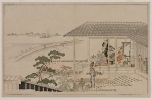 Mondaufgang über dem Nihon-Damm und dem Yoshiwara, 1790