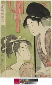 Moskitonetz, aus der Serie Modell Junge Frauen im Nebel von Kitagawa Utamaro