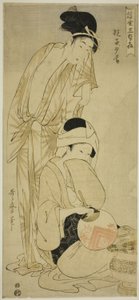 Mutter und Kind in der Dämmerung (Oyako yugure), aus der Serie "Drei Abendvergnügen der schwebenden Welt (Ukiyo san seki)"