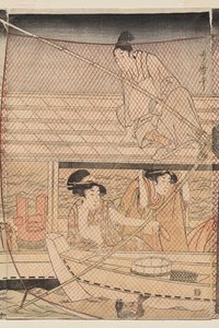 Netzfischen bei Nacht auf dem Sumida-Fluss von Kitagawa Utamaro