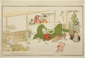 Neujahrs-Straßenkünstler, aus der illustrierten Kyoka-Anthologie "Der junge Gott Ebisu (Waka Ebisu)" von Kitagawa Utamaro