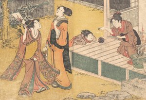 Neujahrsspiele, aus dem gedruckten Buch Blumen der vier Jahreszeiten Shiki no hana, 1801 von Kitagawa Utamaro