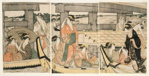 Oben und unter der Ryogoku-Brücke von Kitagawa Utamaro