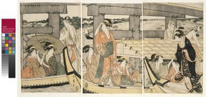 Oben und unter der Ryogoku-Brücke von Kitagawa Utamaro